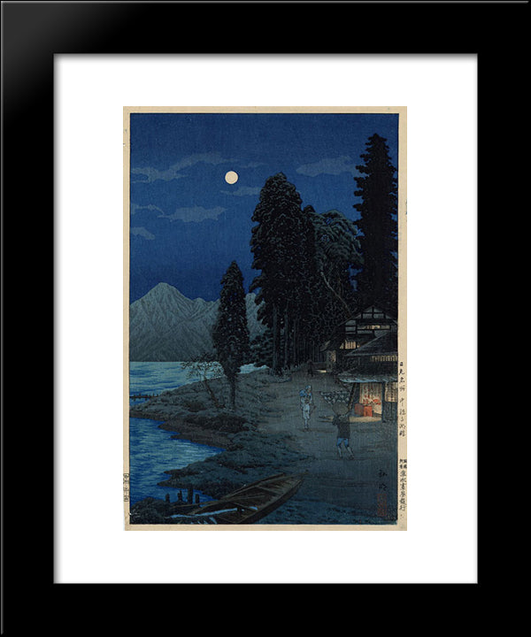 Shore Of Lake Chuzenji 20x24 Black Modern Wood Framed Art Print Poster by Takahashi, Shotei