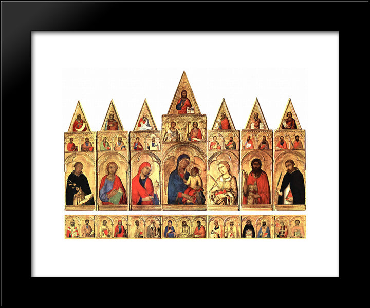 Saint Catherine Of Alexandria Polyptych 20x24 Black Modern Wood Framed Art Print Poster by Martini, Simone