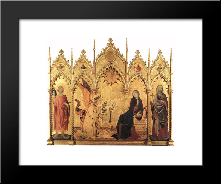 The Annunciation With St. Margaret And St. Ansanus 20x24 Black Modern Wood Framed Art Print Poster by Martini, Simone