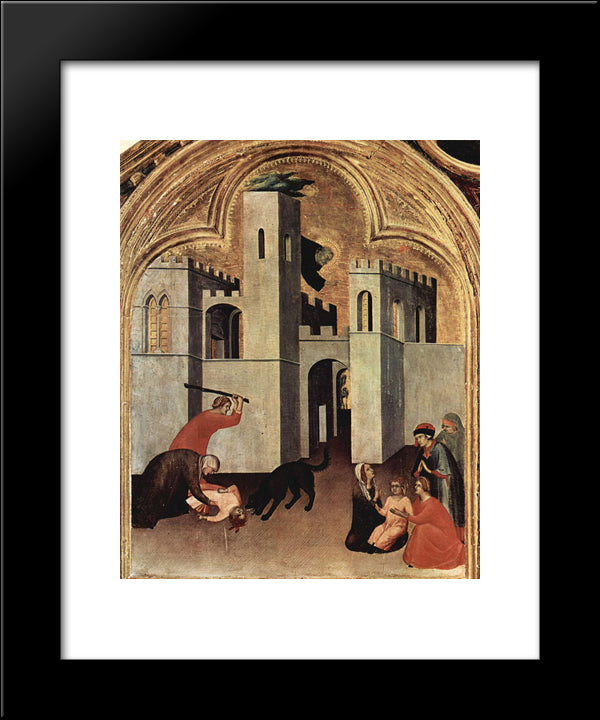 The Miracle Of The Child Attacked And Rescued By Augustine Novello 20x24 Black Modern Wood Framed Art Print Poster by Martini, Simone