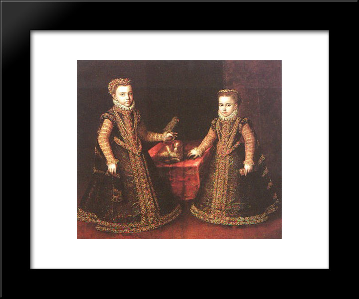 Infantas Isabella Clara Eugenia And Catalina Micaela 20x24 Black Modern Wood Framed Art Print Poster by Anguissola, Sofonisba
