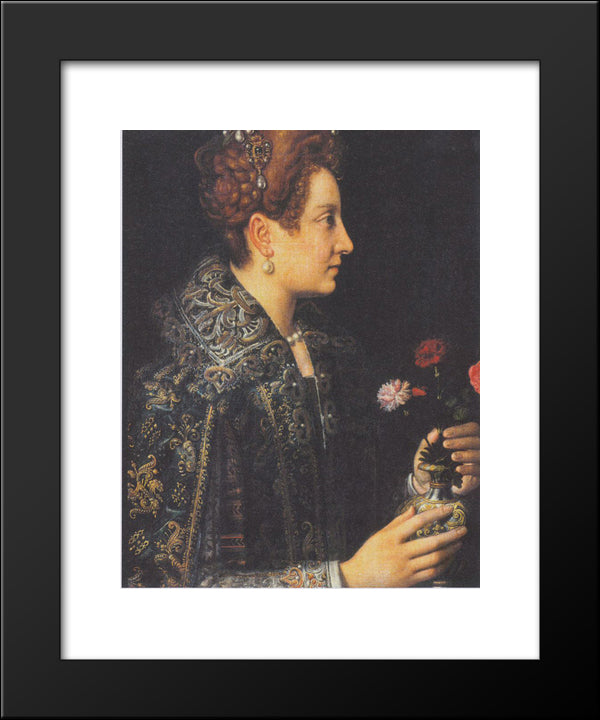Portrait Of A Young Woman In Profile 20x24 Black Modern Wood Framed Art Print Poster by Anguissola, Sofonisba