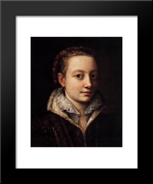 Portrait Of Minerva Anguissola 20x24 Black Modern Wood Framed Art Print Poster by Anguissola, Sofonisba