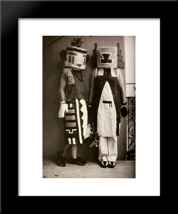 Sophie And Erika Taeuber (Hopi Indian Costumes) 20x24 Black Modern Wood Framed Art Print Poster by Taeuber Arp, Sophie