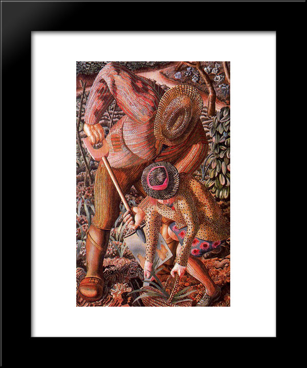 Apple Gatherers 20x24 Black Modern Wood Framed Art Print Poster by Spencer, Stanley