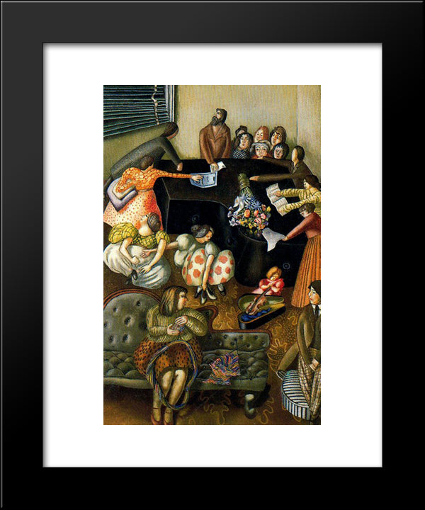 At The Piano 20x24 Black Modern Wood Framed Art Print Poster by Spencer, Stanley