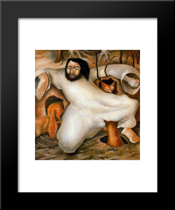 Christ In The Wilderness - The Foxes Have Holes 20x24 Black Modern Wood Framed Art Print Poster by Spencer, Stanley