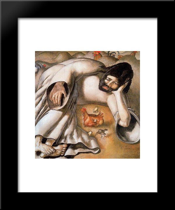 Christ In The Wilderness - The Hen 20x24 Black Modern Wood Framed Art Print Poster by Spencer, Stanley