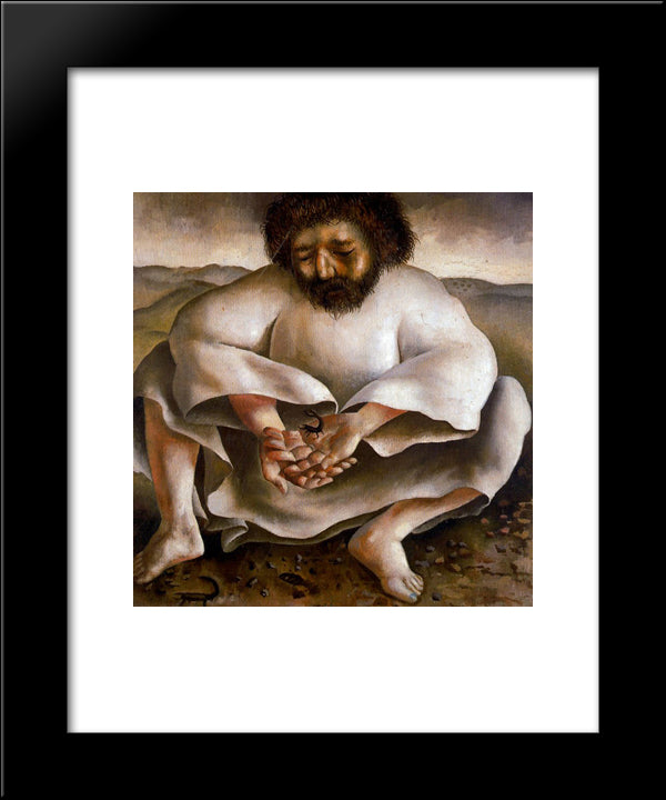 Christ In The Wilderness - The Scorpion 20x24 Black Modern Wood Framed Art Print Poster by Spencer, Stanley