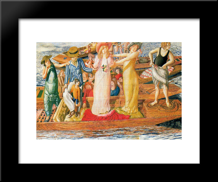Christ Preaching At Cookam Regatta 20x24 Black Modern Wood Framed Art Print Poster by Spencer, Stanley