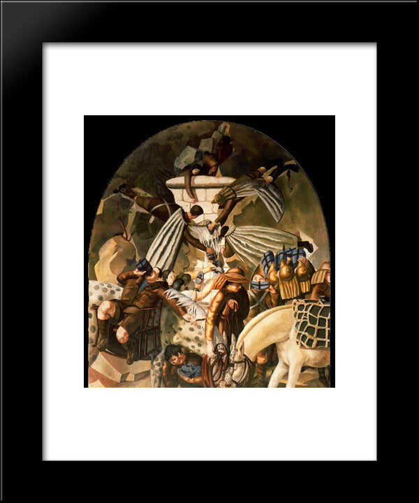 Convoy Of Wounded Men Filling Water Bottles At A Stream 20x24 Black Modern Wood Framed Art Print Poster by Spencer, Stanley