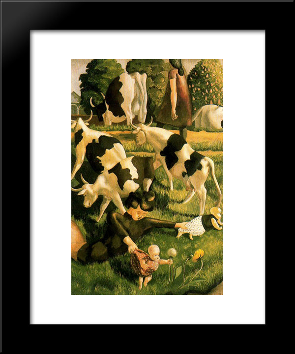Cows 20x24 Black Modern Wood Framed Art Print Poster by Spencer, Stanley