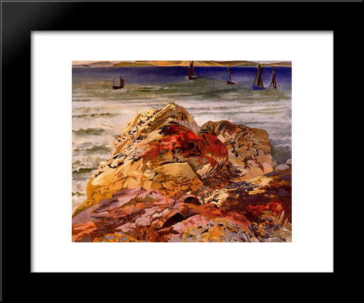 Fishing Boats. St. Ives. 20x24 Black Modern Wood Framed Art Print Poster by Spencer, Stanley