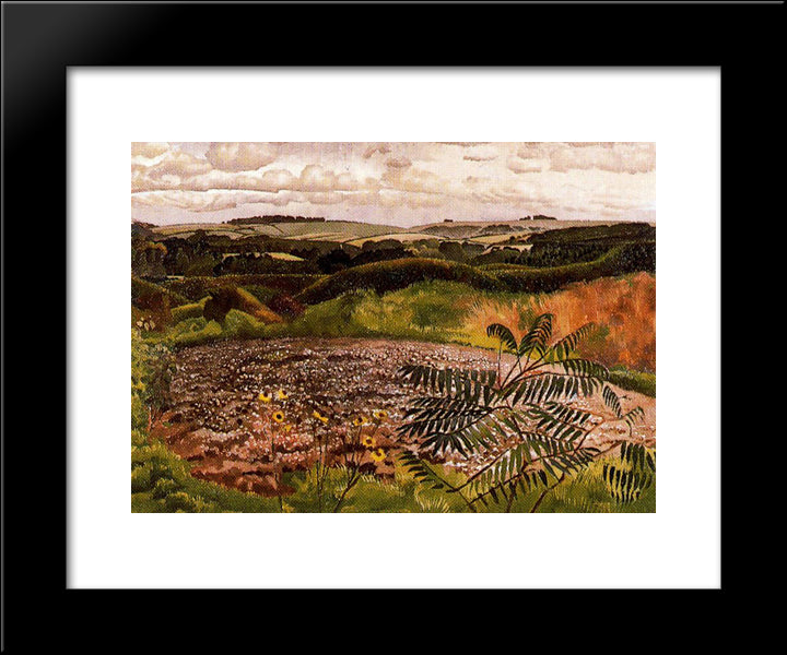 Landscape, Burghclere 20x24 Black Modern Wood Framed Art Print Poster by Spencer, Stanley