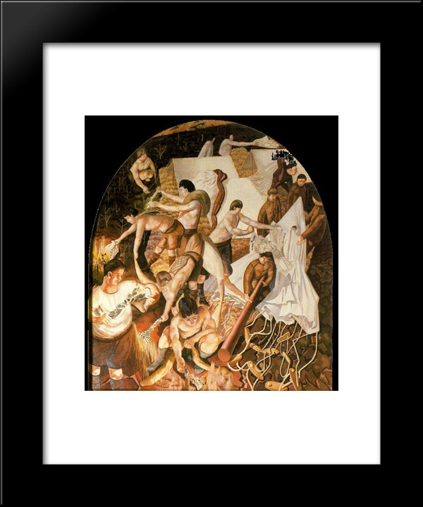 Making A Fire Belt 20x24 Black Modern Wood Framed Art Print Poster by Spencer, Stanley