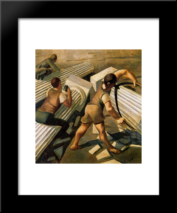 Making Columns For The Tower Of Babel 20x24 Black Modern Wood Framed Art Print Poster by Spencer, Stanley