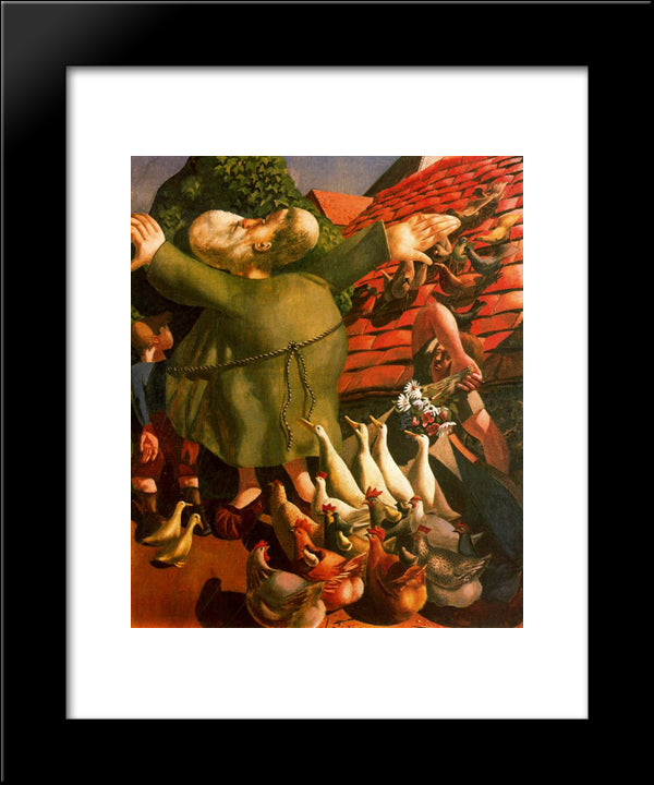 Saint Francis And His Birds 20x24 Black Modern Wood Framed Art Print Poster by Spencer, Stanley
