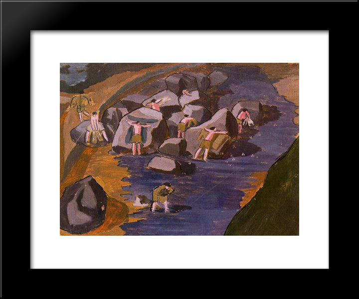 Scrubbing Clothes 20x24 Black Modern Wood Framed Art Print Poster by Spencer, Stanley