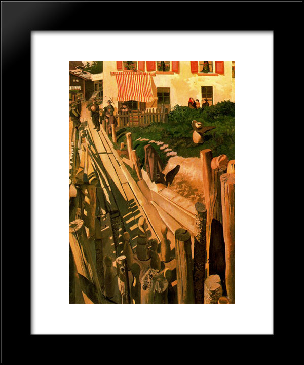Swiss Skittle Alley Saas Fee 20x24 Black Modern Wood Framed Art Print Poster by Spencer, Stanley