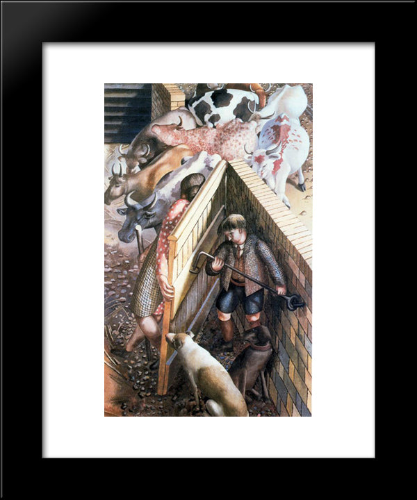 The Farm Gate 20x24 Black Modern Wood Framed Art Print Poster by Spencer, Stanley