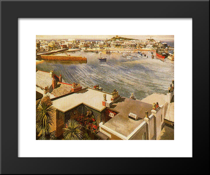 The Harbour - St. Ives 20x24 Black Modern Wood Framed Art Print Poster by Spencer, Stanley
