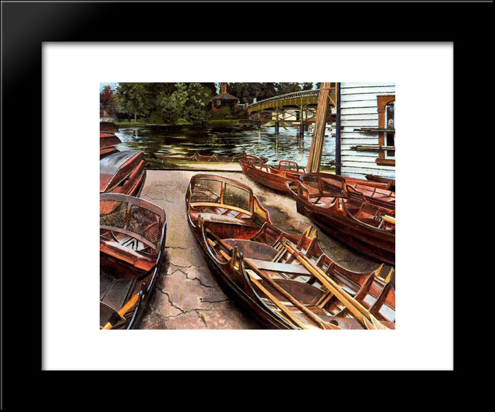 Turk'S Boatyard Cookham 20x24 Black Modern Wood Framed Art Print Poster by Spencer, Stanley