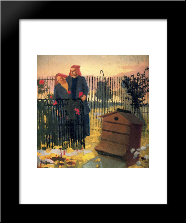 Two Girls And A Beehive 20x24 Black Modern Wood Framed Art Print Poster by Spencer, Stanley