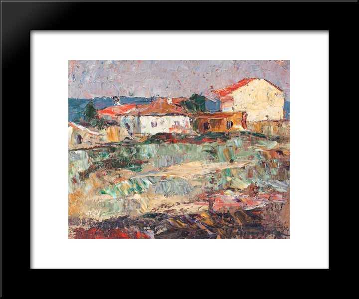 Houses In Mangalia 20x24 Black Modern Wood Framed Art Print Poster by Dimitrescu, Stefan