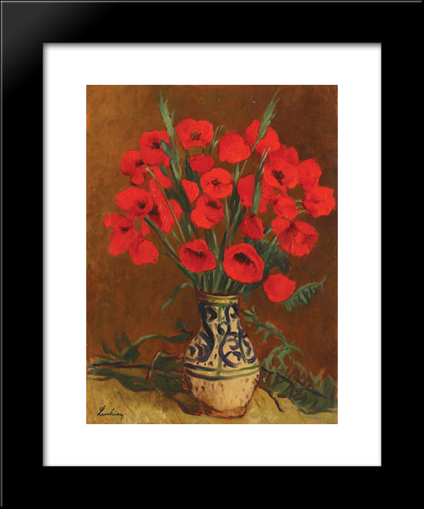 Poppies 20x24 Black Modern Wood Framed Art Print Poster by Luchian, Stefan