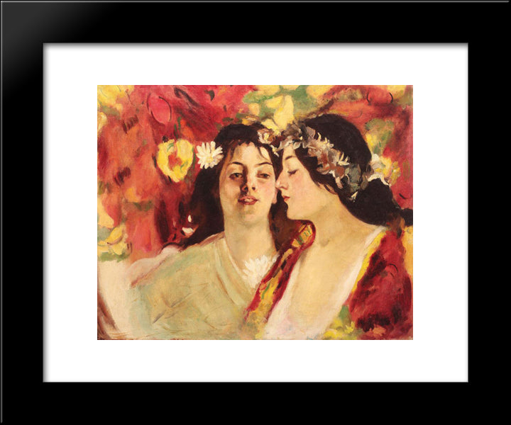 Spring (Two Muses) 20x24 Black Modern Wood Framed Art Print Poster by Luchian, Stefan