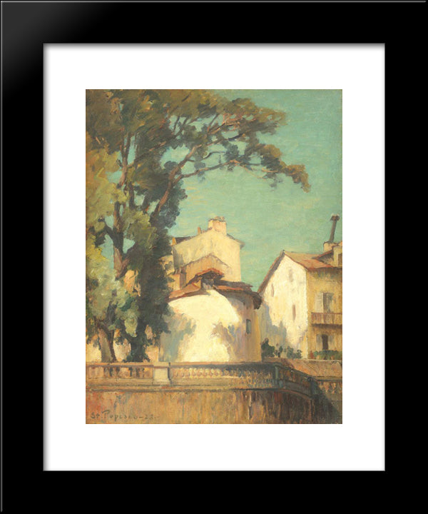 Houses At Bonnieux 20x24 Black Modern Wood Framed Art Print Poster by Popescu, Stefan