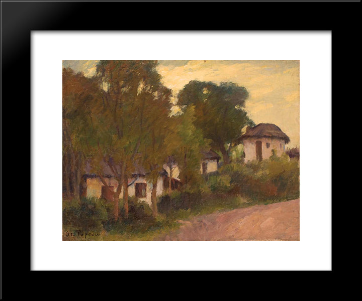 Houses On The Hill 20x24 Black Modern Wood Framed Art Print Poster by Popescu, Stefan