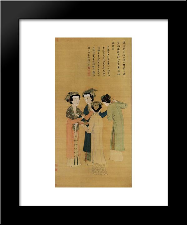 Court Ladies Of The Former Shu 20x24 Black Modern Wood Framed Art Print Poster by Tang Yin