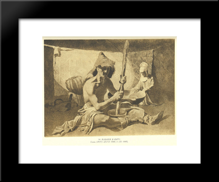 Kazakhs In Yurta 20x24 Black Modern Wood Framed Art Print Poster by Shevchenko, Taras