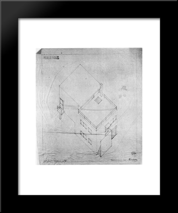 Axonometric Drawing Of The House In Meudon 20x24 Black Modern Wood Framed Art Print Poster by Doesburg, Theo van