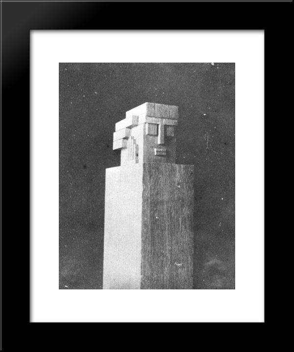 Banister Post, Huis De Lange, Alkmaar 20x24 Black Modern Wood Framed Art Print Poster by Doesburg, Theo van