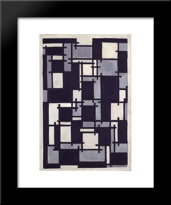 Composition X 20x24 Black Modern Wood Framed Art Print Poster by Doesburg, Theo van