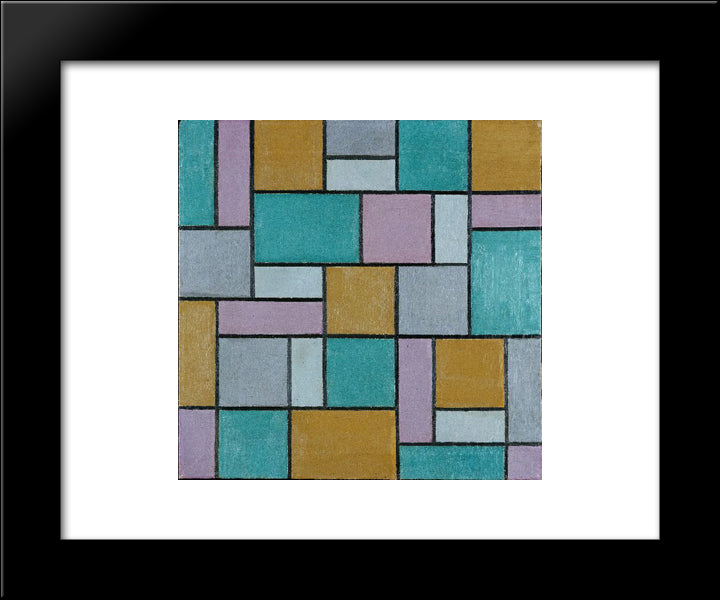 Composition Xvii 20x24 Black Modern Wood Framed Art Print Poster by Doesburg, Theo van