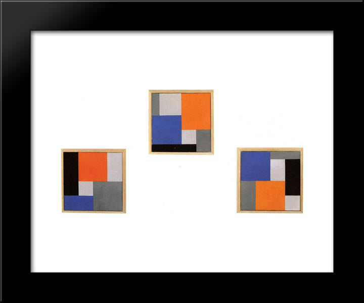 Composition Xviii In Three Parts 20x24 Black Modern Wood Framed Art Print Poster by Doesburg, Theo van