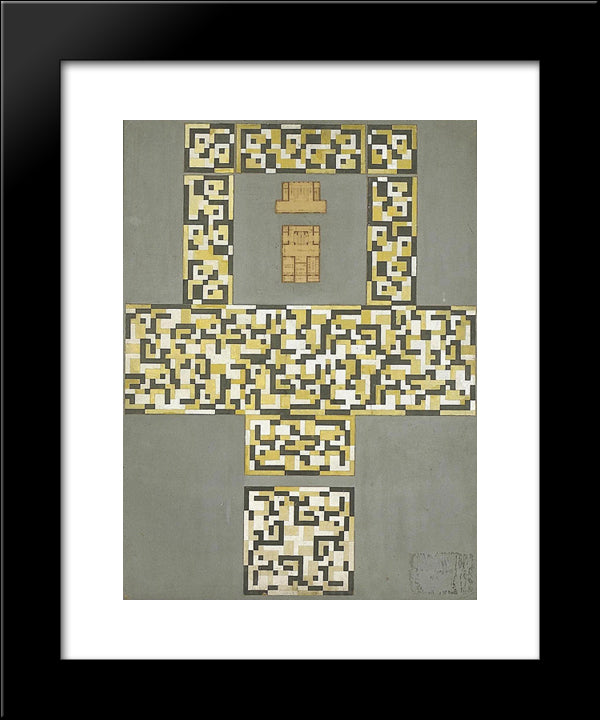 Design For A Tile Floor, And Entrance Hall 20x24 Black Modern Wood Framed Art Print Poster by Doesburg, Theo van