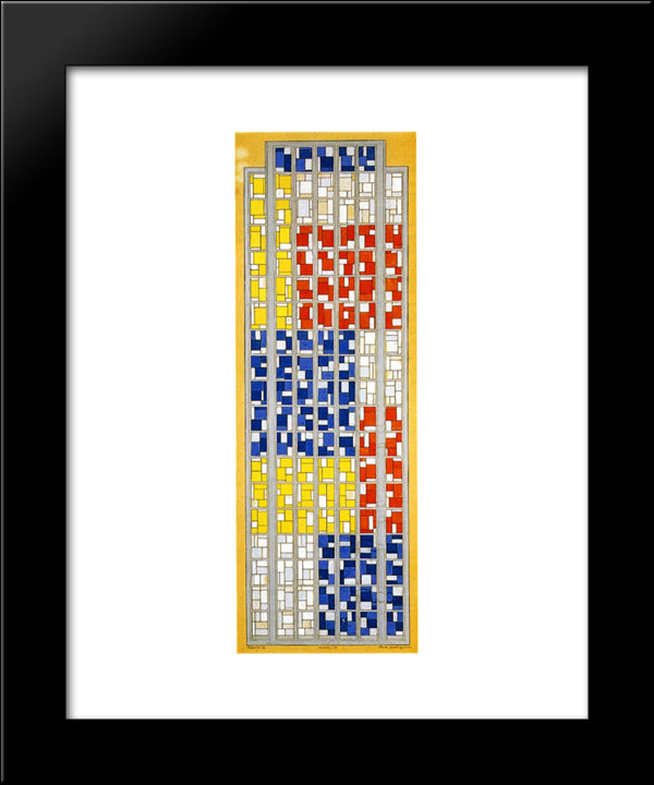 Design For Stained Glass Composition Xiii 20x24 Black Modern Wood Framed Art Print Poster by Doesburg, Theo van