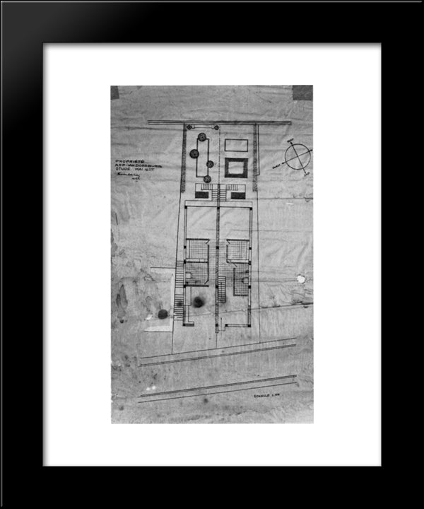 Double House 20x24 Black Modern Wood Framed Art Print Poster by Doesburg, Theo van