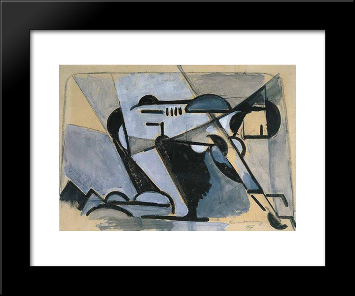 Kneeling Nude 20x24 Black Modern Wood Framed Art Print Poster by Doesburg, Theo van