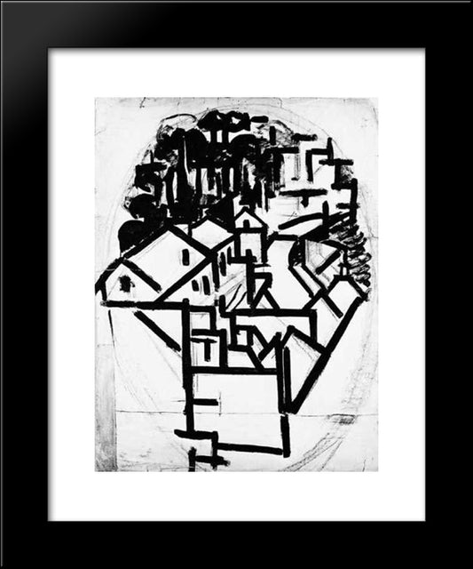 Landscape (Study For Composition Xii) 20x24 Black Modern Wood Framed Art Print Poster by Doesburg, Theo van
