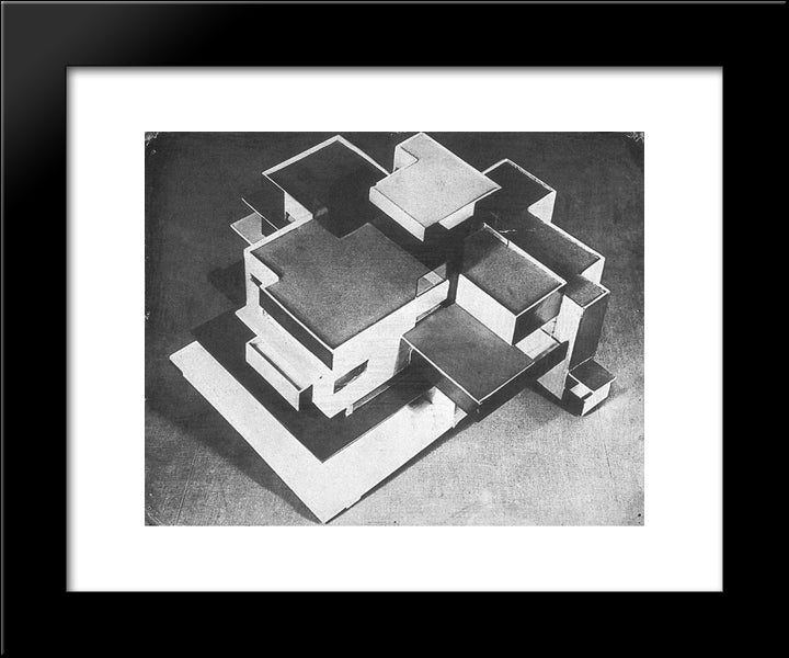 Model Private House 20x24 Black Modern Wood Framed Art Print Poster by Doesburg, Theo van