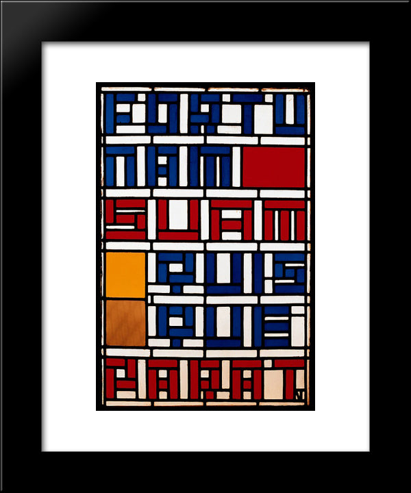 Stained Glass Window. Leaded Glass. 20x24 Black Modern Wood Framed Art Print Poster by Doesburg, Theo van