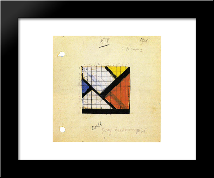 Study For Counter Composition Xiv 20x24 Black Modern Wood Framed Art Print Poster by Doesburg, Theo van