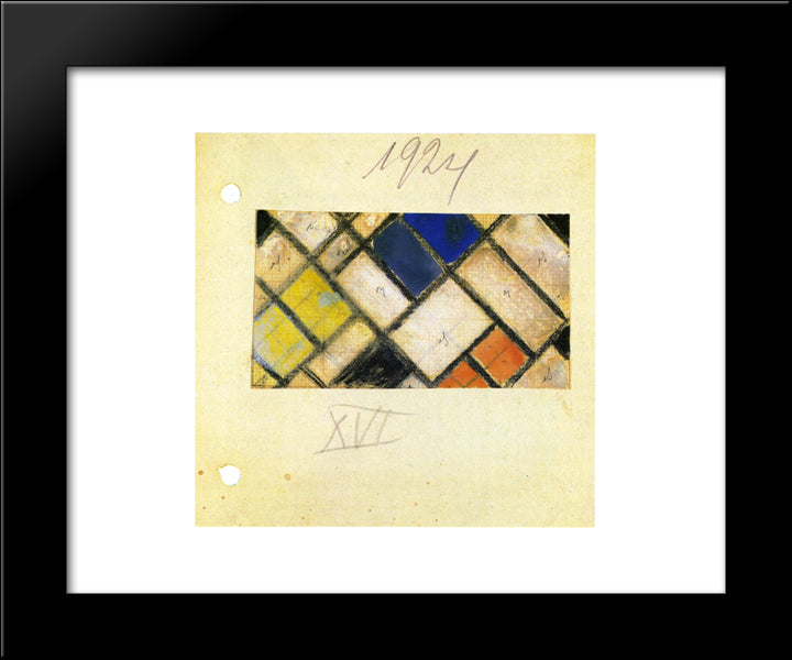 Study For Counter Composition Xvi 20x24 Black Modern Wood Framed Art Print Poster by Doesburg, Theo van