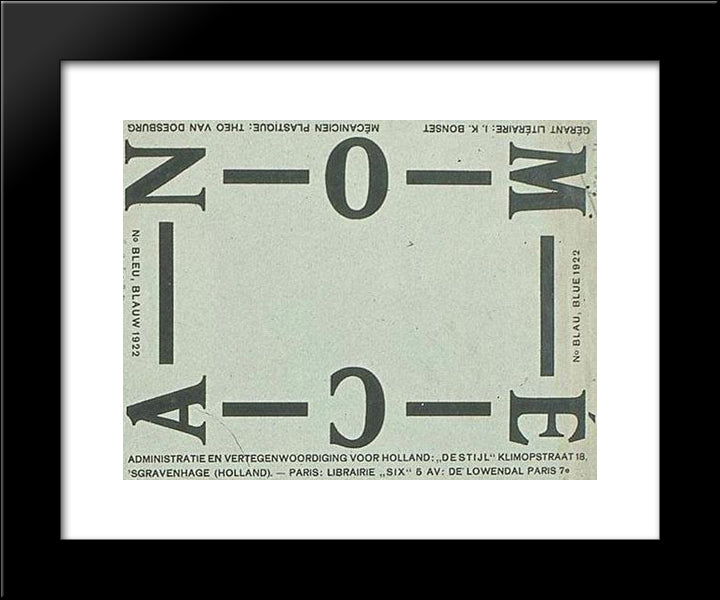 Wrapper Magazine Mecano - Blue, Blauw, Blau, Blue 20x24 Black Modern Wood Framed Art Print Poster by Doesburg, Theo van