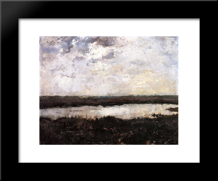 A Pond In Campine 20x24 Black Modern Wood Framed Art Print Poster by Rysselberghe, Theo van